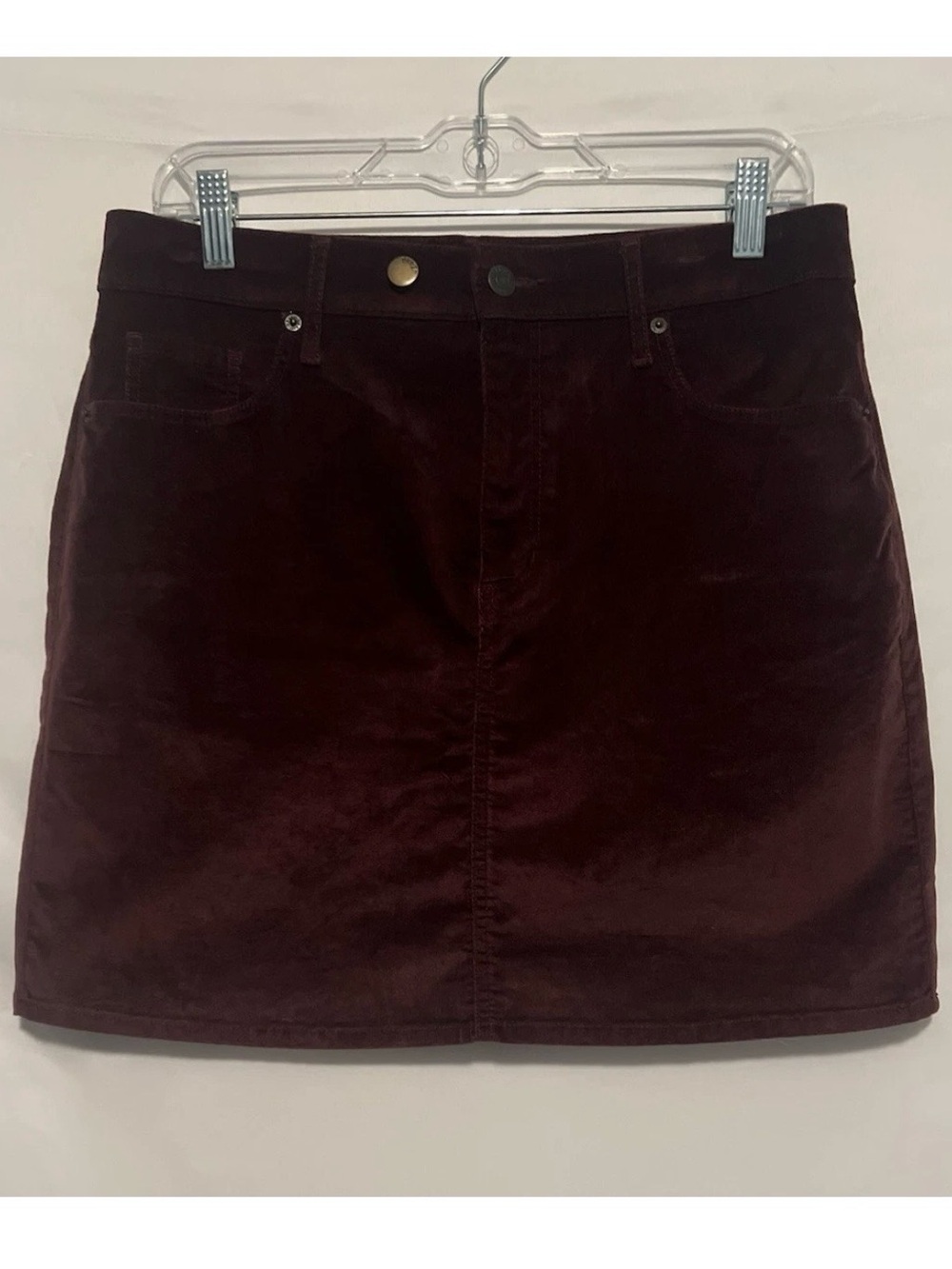Old Navy Velveteen A-Line Mini Skirt 8 Raisin Arizona Burgundy Boho Indie Preppy